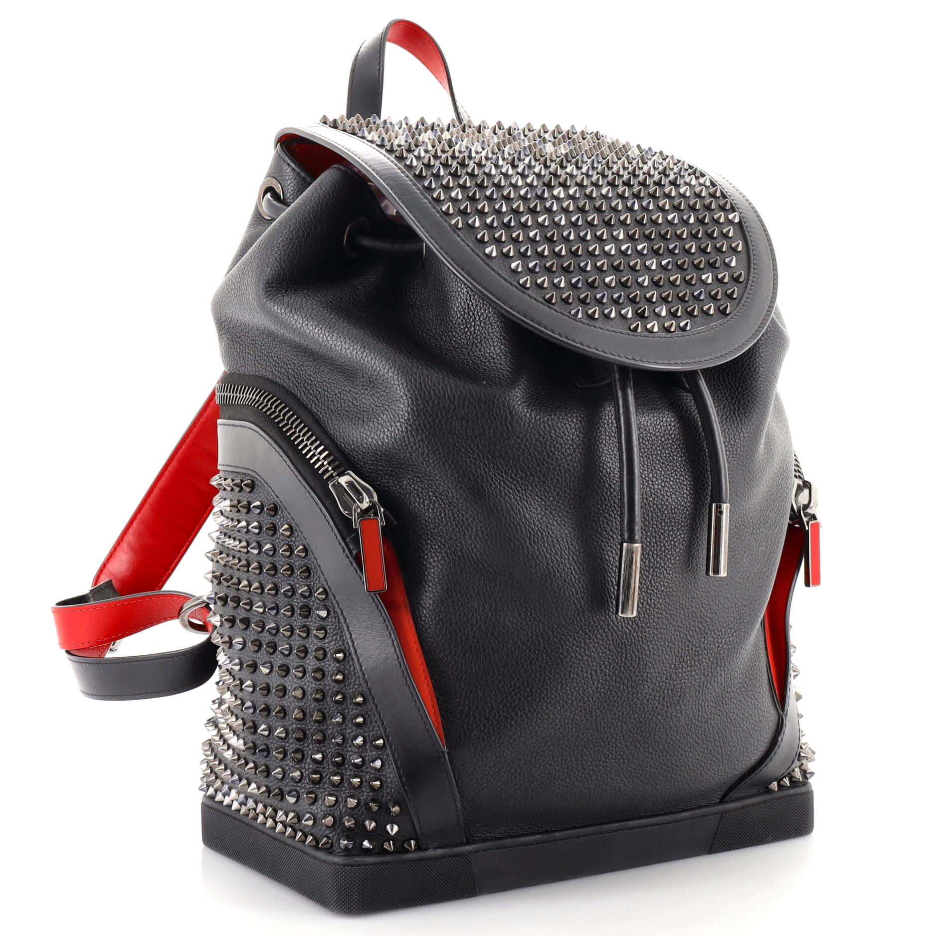 Black Christian Louboutin Explorafunk Backpack Spiked Leather