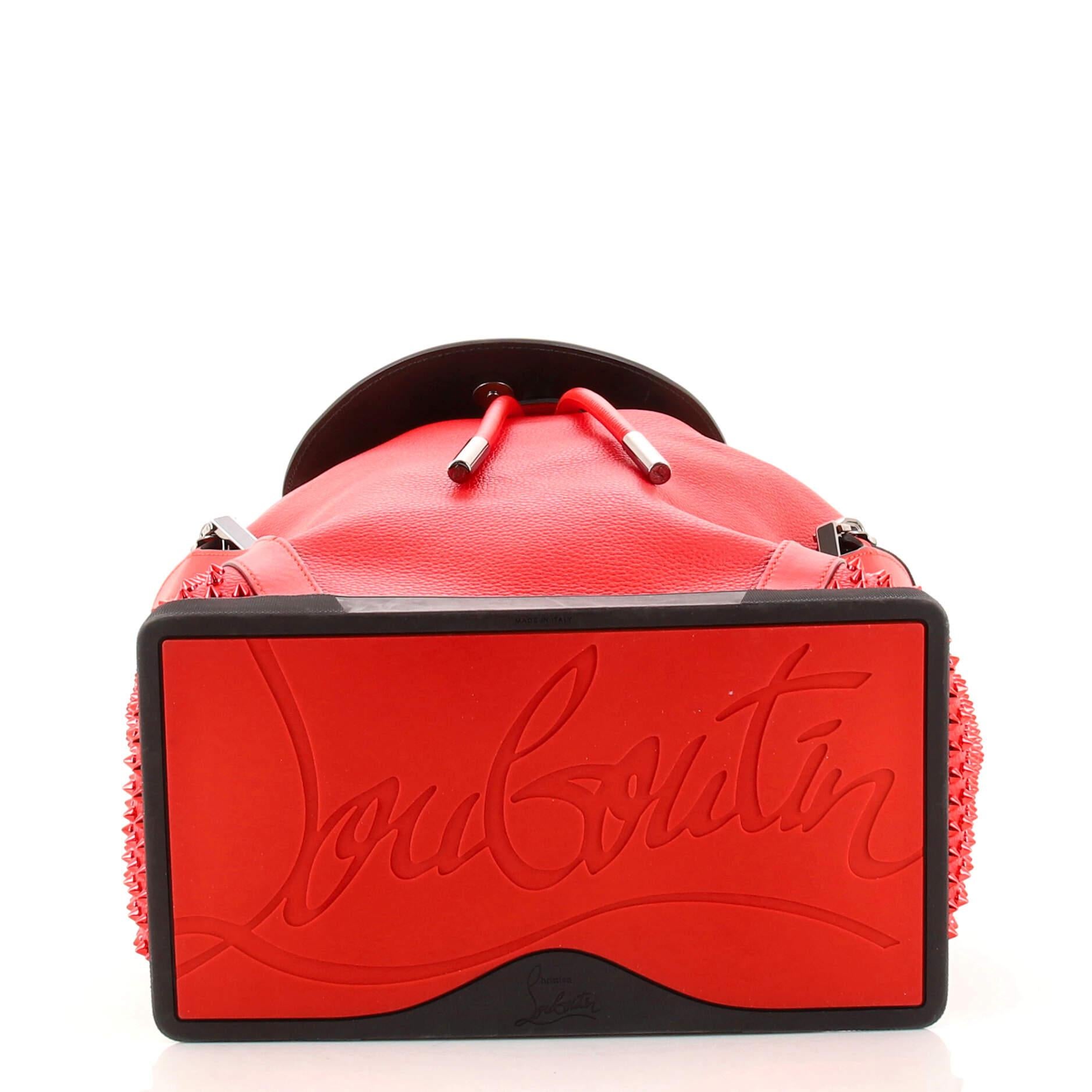 Red Christian Louboutin Explorafunk Backpack Spiked Leather