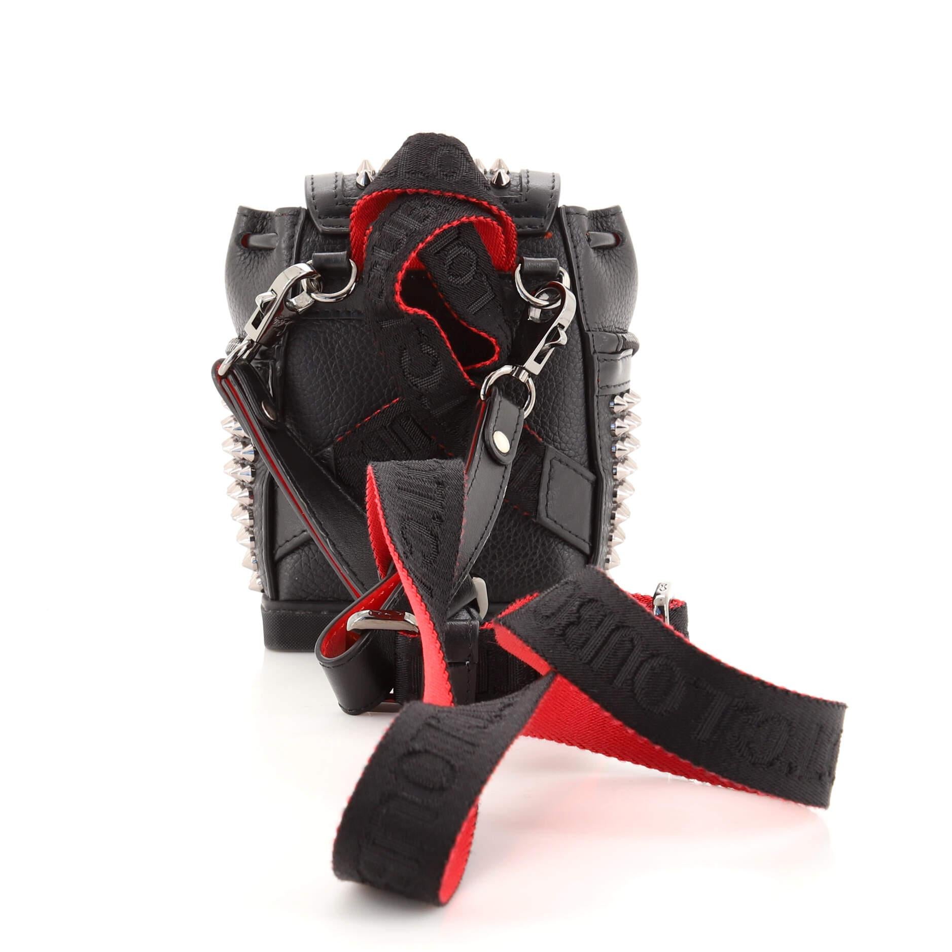Black Christian Louboutin Explorafunk Keyring Crossbody Bag Spiked Leather