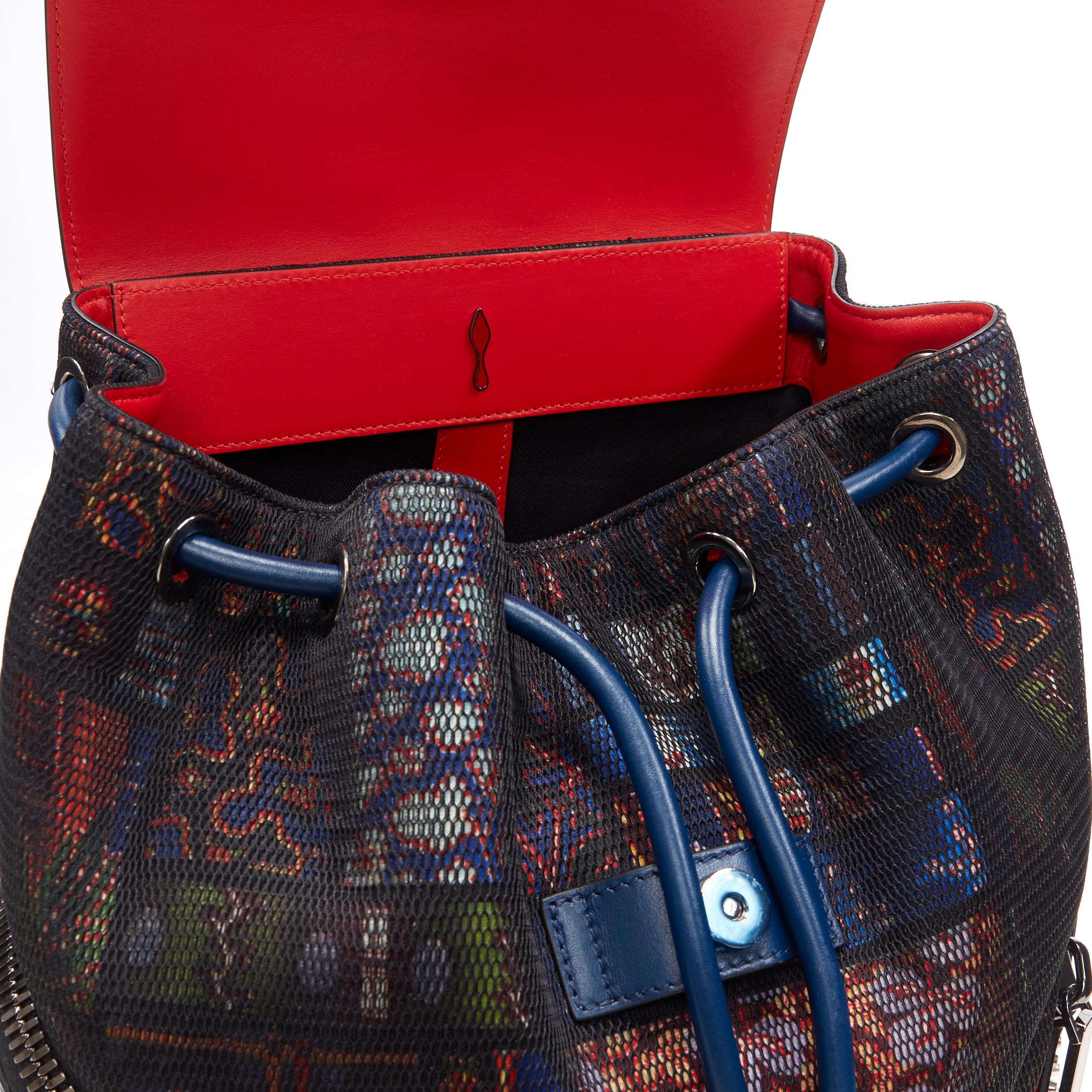 CHRISTIAN LOUBOUTIN Explorafunk studded printed mesh leather trimmed backpack 4