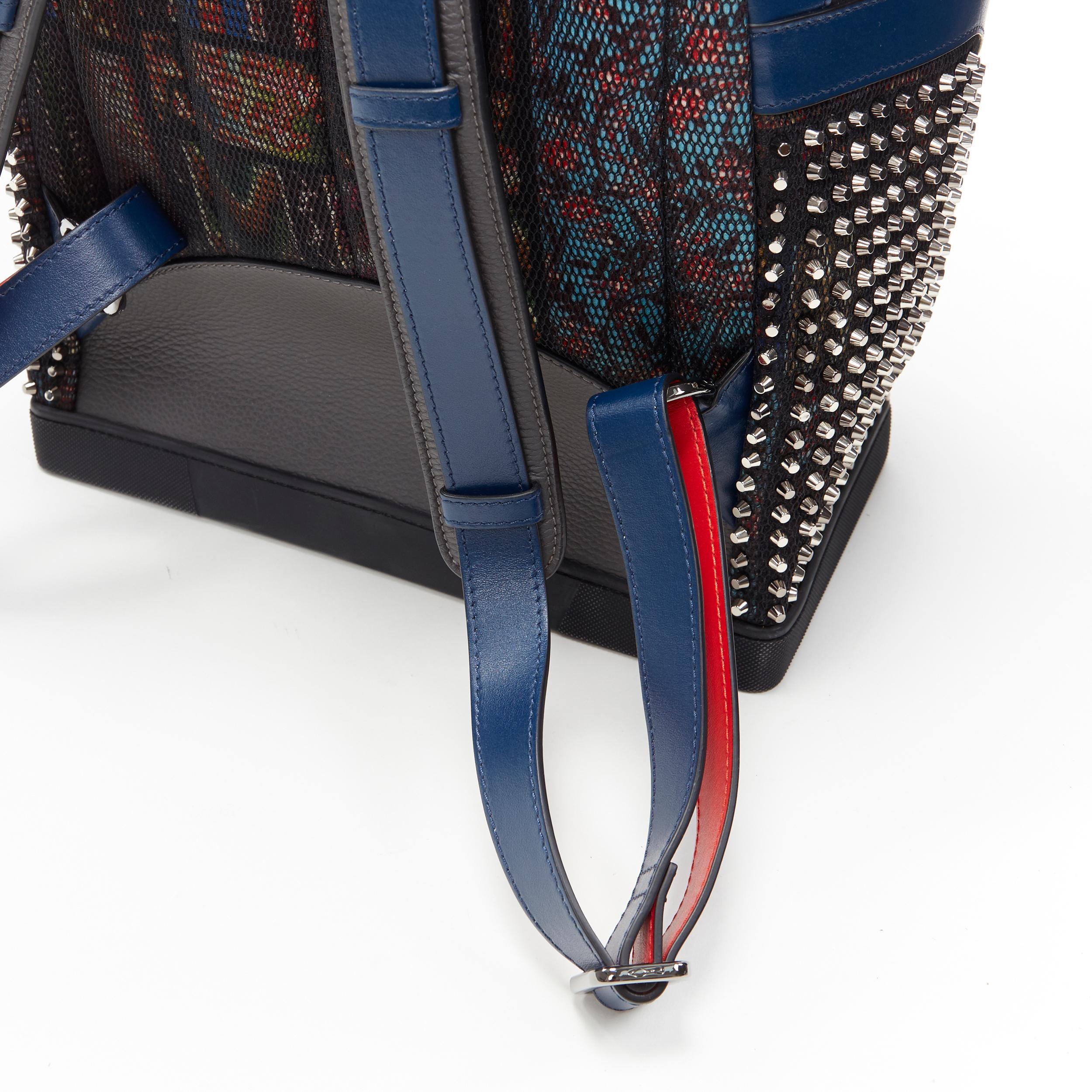 CHRISTIAN LOUBOUTIN Explorafunk studded printed mesh leather trimmed backpack 2