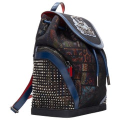 CHRISTIAN LOUBOUTIN Explorafunk studded printed mesh leather trimmed backpack