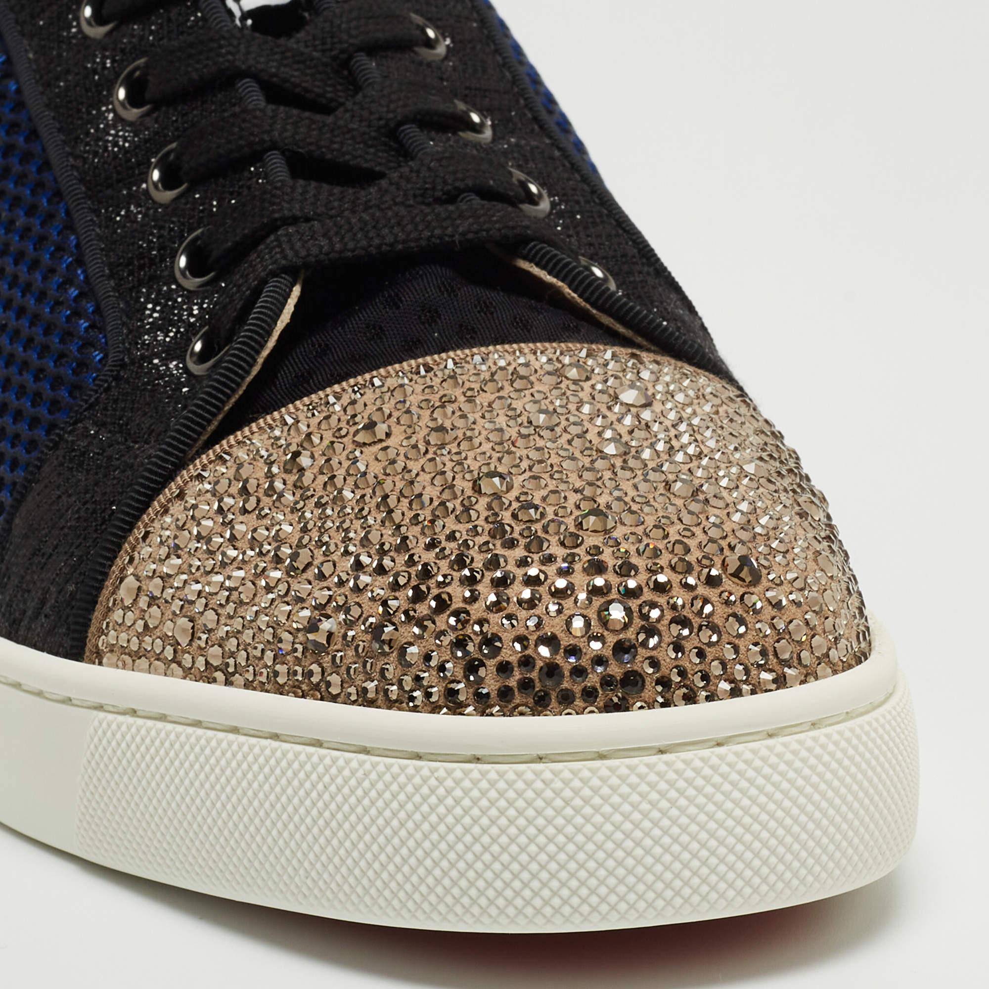 Christian Louboutin Louis Junior Strass Turnschuhe aus Stoff und Stoff mit Stoff Größe 42,5 Herren im Angebot