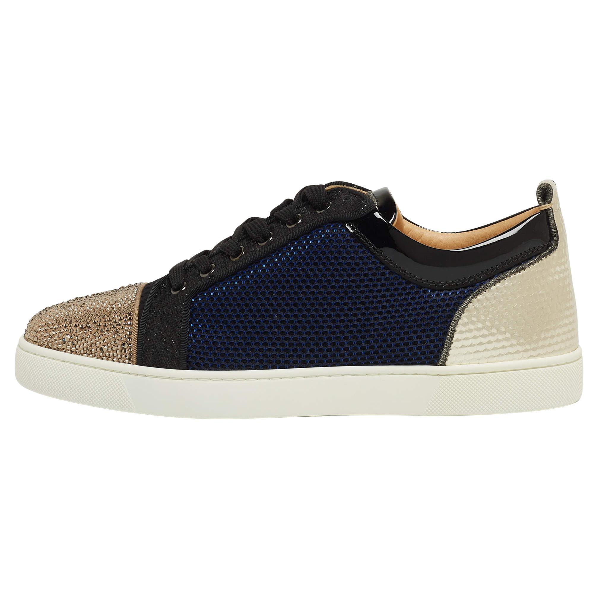 Christian Louboutin Louis Junior Strass Turnschuhe aus Stoff und Stoff mit Stoff Größe 42,5 im Angebot
