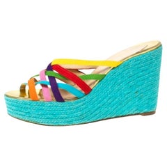 Christian Louboutin Fabric Crepon 110 Espadrille Wedge Platform Sandals Size 40