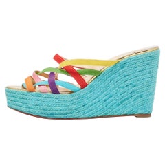 Christian Louboutin Fabric Crepon 110 Espadrille Wedge Sandals Size 40