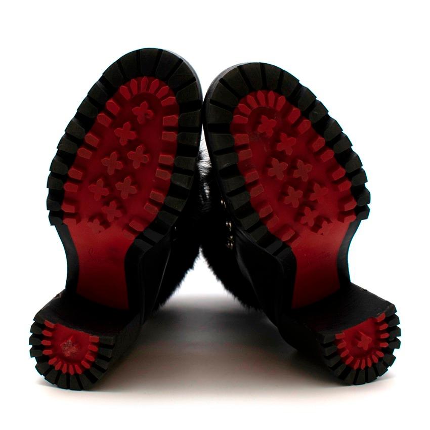 Women's or Men's Christian Louboutin Fanny 70 Black Nappa Fox Fur Lace-Up Boots - Size 38