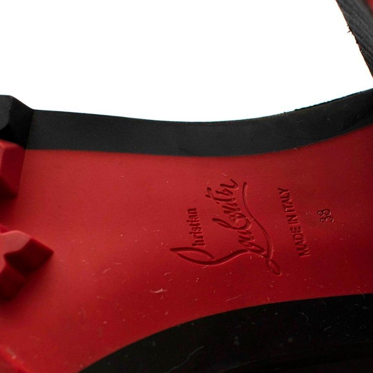 Christian Louboutin Fanny 70 Black Nappa Fox Fur Lace-Up Boots - Size 38 at 1stDibs