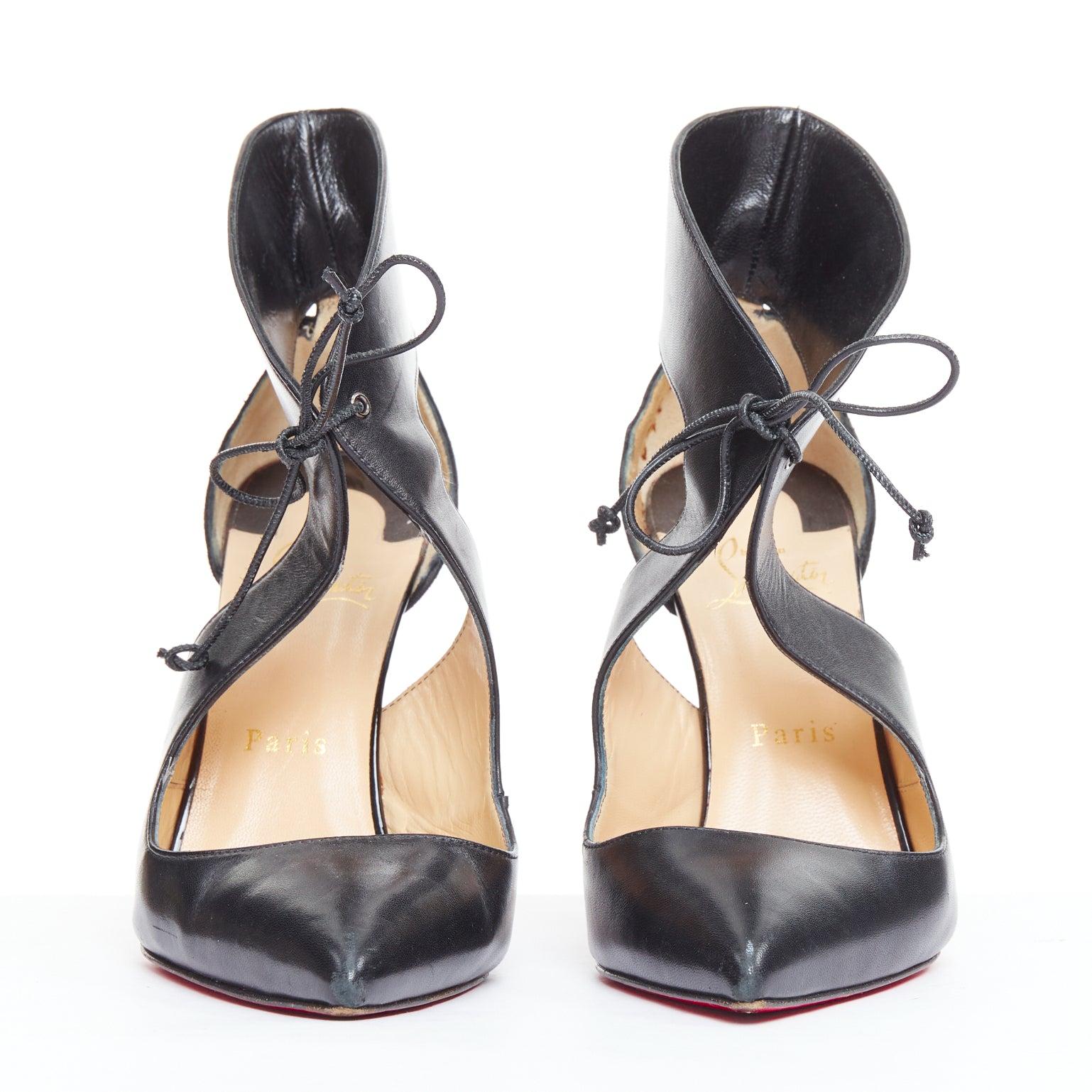Noir CHRISTIAN LOUBOUTIN Ferme Rouge 100 escarpins noirs à bouts pointus EU39 en vente