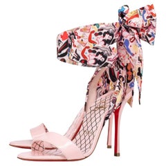 Christian Louboutin Fetish Du Desert 100 Patent Pink/Multi Sandal Sz 38.5 NWT