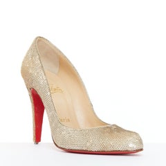 CHRISTIAN LOUBOUTIN Fifi 100 gold sequinned almond toe pumps EU37.5