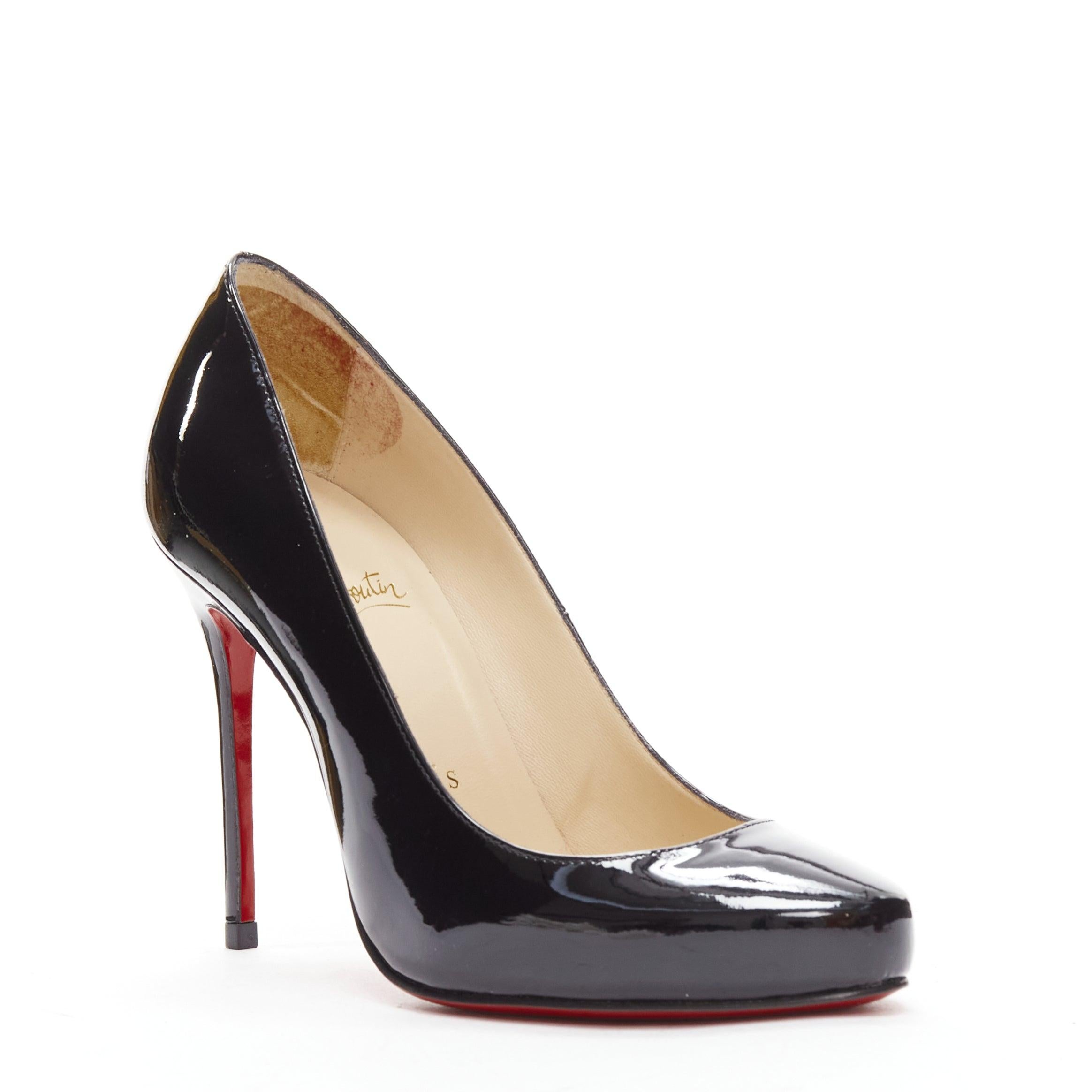 CHRISTIAN LOUBOUTIN Fifille 100 black patent leather classic pumps EU35.5
Reference: CELE/A00007
Brand: Christian Louboutin
Model: Fifille 100
Material: Patent Leather
Color: Black
Pattern: Solid
Closure: Slip On
Lining: Nude Leather
Made in: