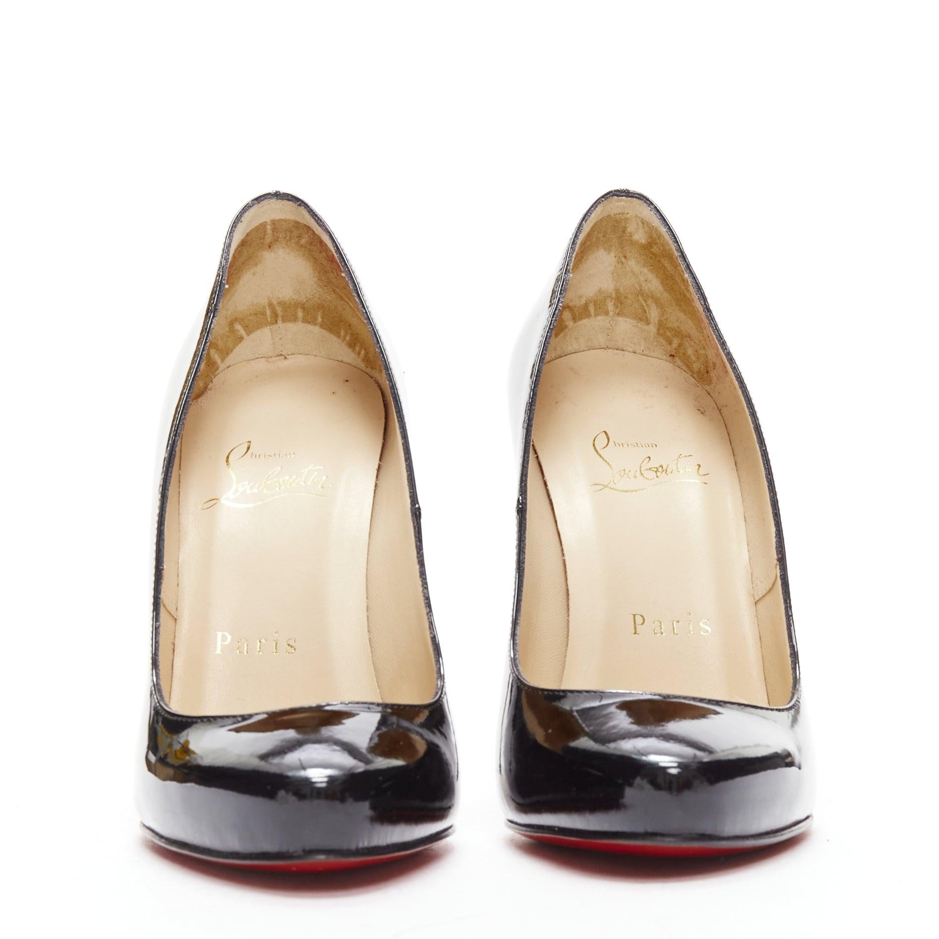 Black CHRISTIAN LOUBOUTIN Fifille 100 black patent leather classic pumps EU35.5
