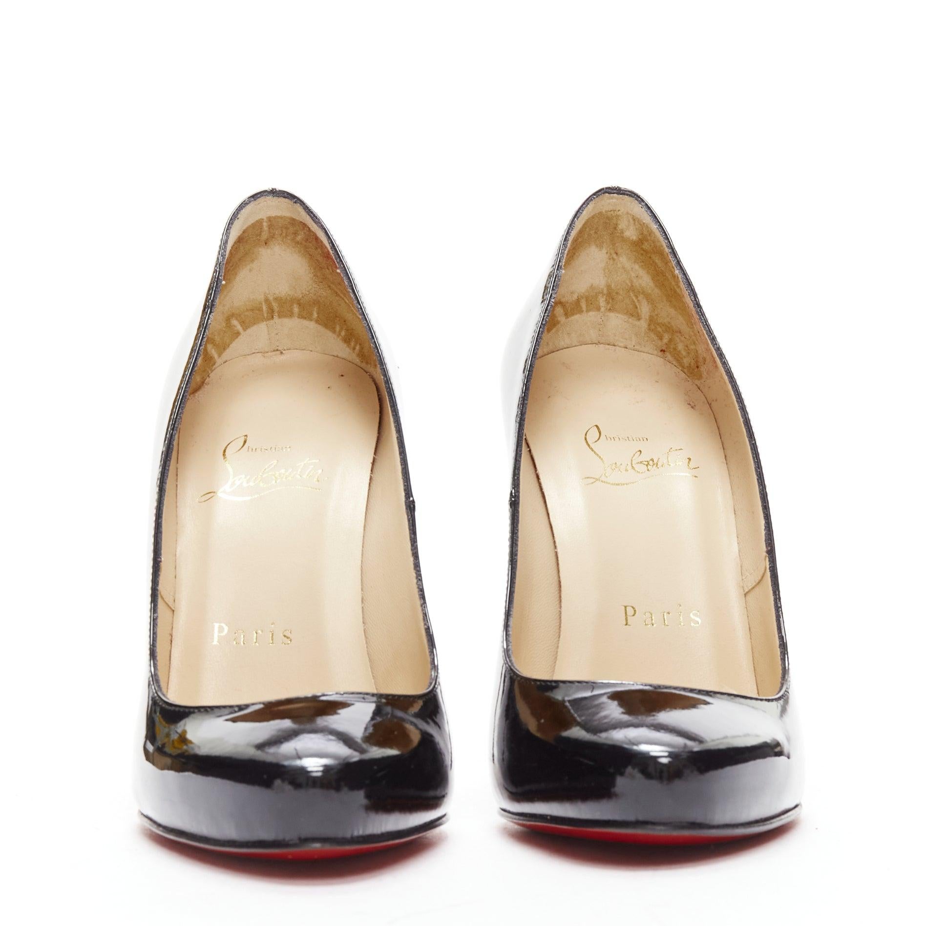 Black CHRISTIAN LOUBOUTIN Fifille 100 black patent leather classic pumps EU35.5 For Sale