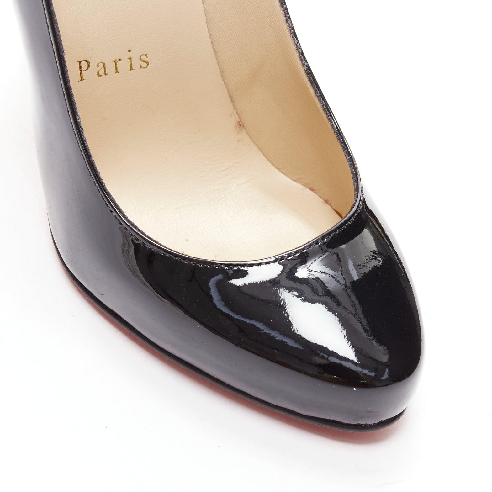 CHRISTIAN LOUBOUTIN Fifille 100 black patent leather classic pumps EU35.5 2
