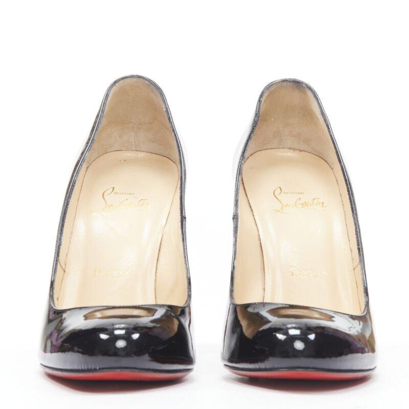 Black CHRISTIAN LOUBOUTIN Fifille 100 black patent round toe stiletto pump EU36.5 For Sale
