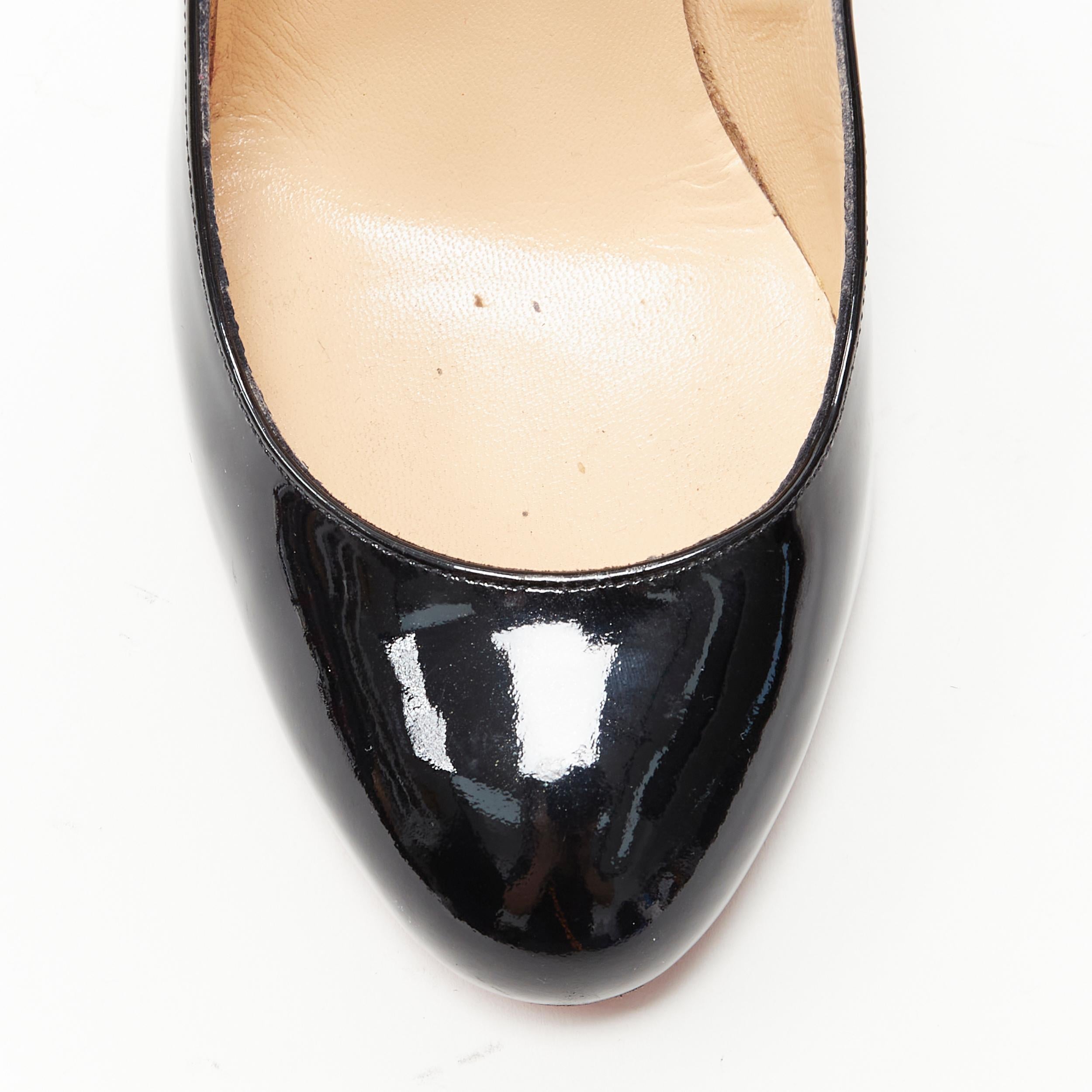 CHRISTIAN LOUBOUTIN Fifille 100 black patent round toe stiletto pump EU36.5 In Good Condition For Sale In Hong Kong, NT