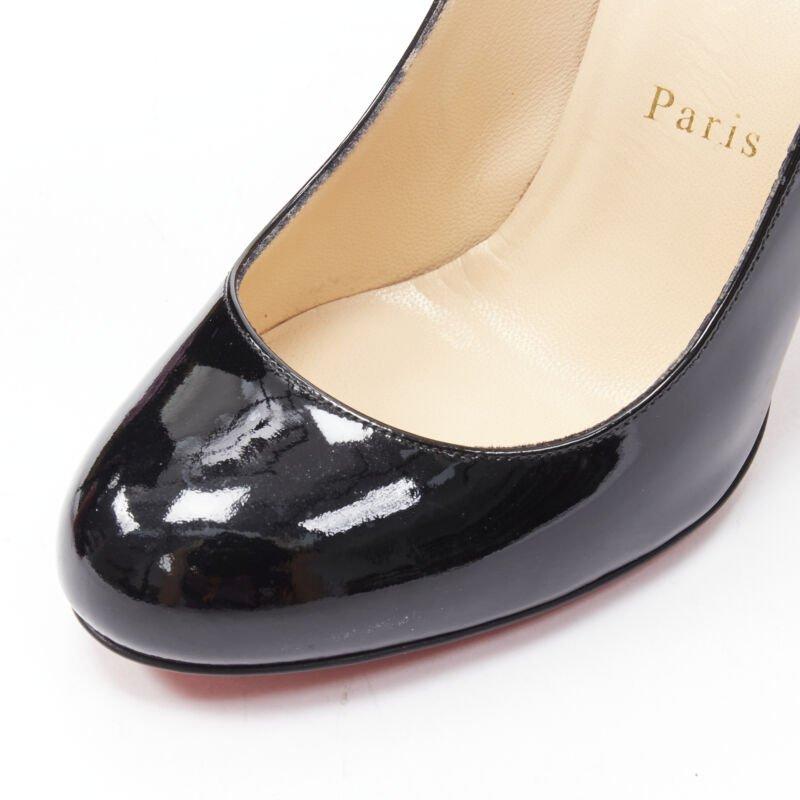 CHRISTIAN LOUBOUTIN Fifille 100 black patent round toe stiletto pump EU36.5 For Sale 2