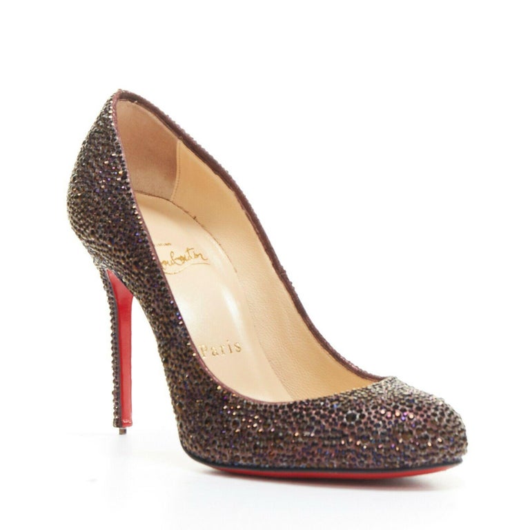 CHRISTIAN LOUBOUTIN Fifille 100 purple crystals embellished high heel ...