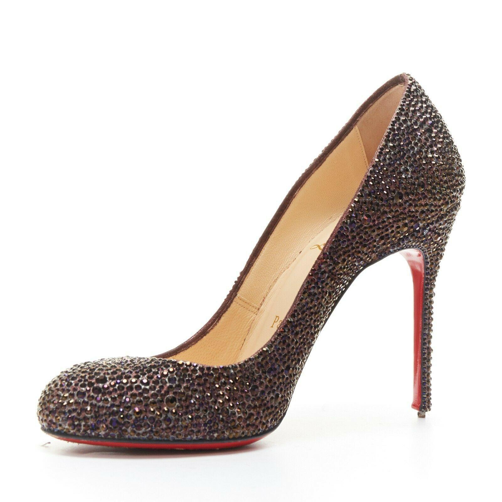 CHRISTIAN LOUBOUTIN Fifille 100 purple crystals embellished high heel pumps EU35 In Good Condition In Hong Kong, NT