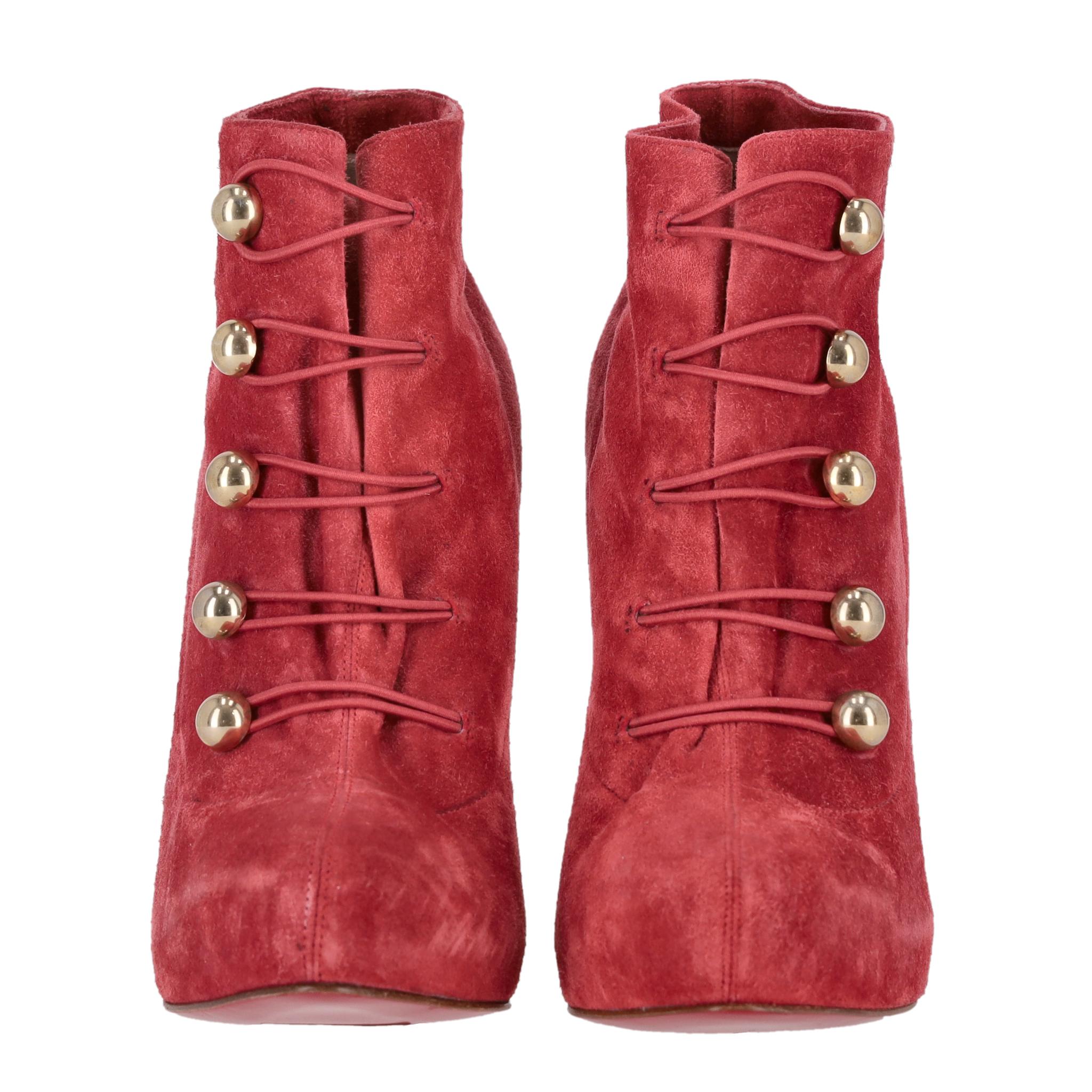 Botines de ante Christian Louboutin Fifre Rojo en venta