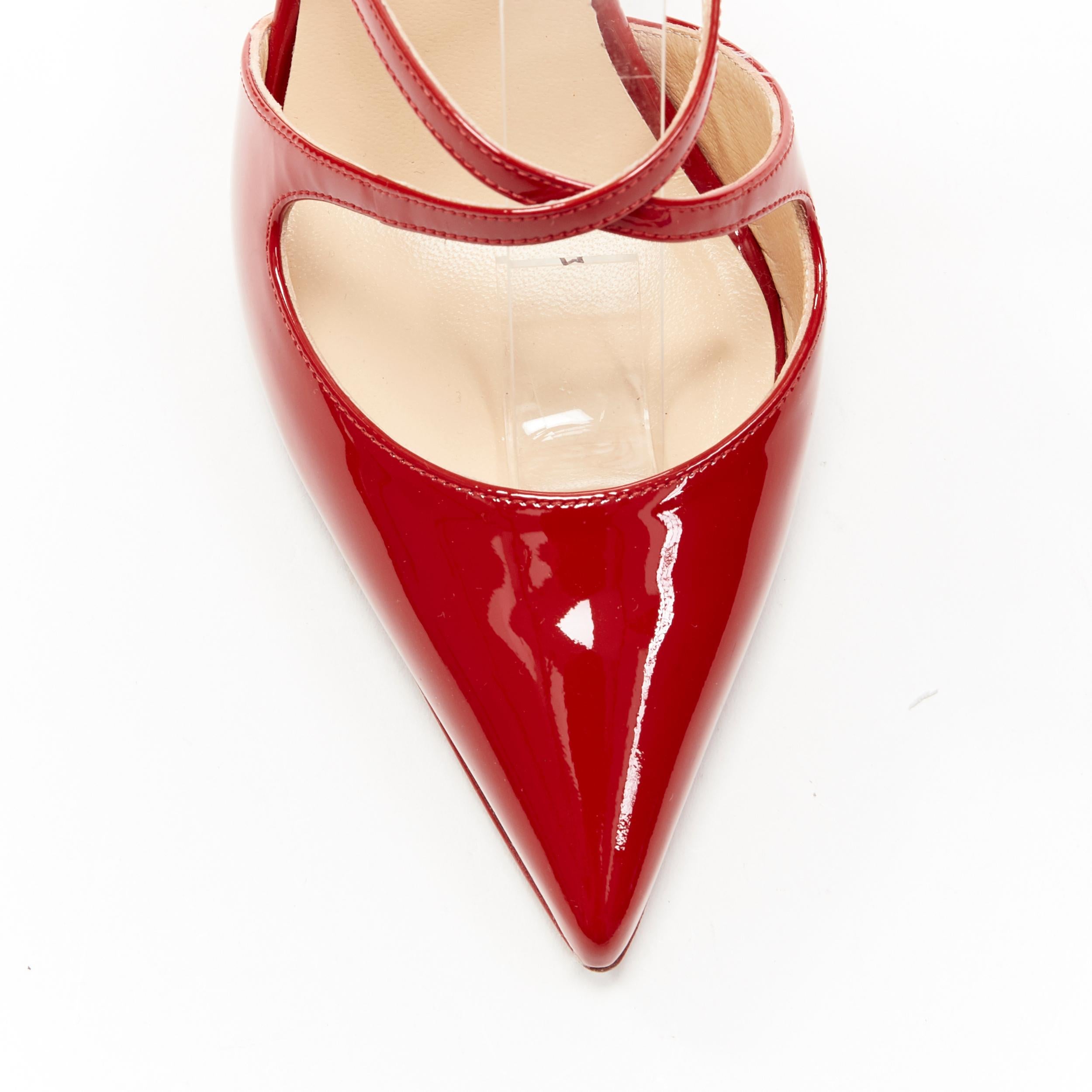 CHRISTIAN LOUBOUTIN Fliketa Loubi red patent strappy point toe pump EU36 In Excellent Condition In Hong Kong, NT