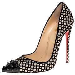Christian Louboutin Floque Glitter And Patent Spike Geo Pumps Size 38