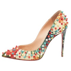 Christian Louboutin Floral Crackled Leather Hawaiian Follies Spike Pumps Size 40