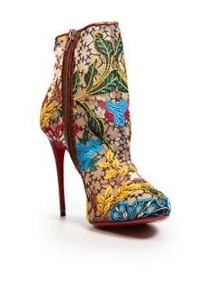 Christian Louboutin Floral Croc Embossed Boots Size IT 40.5