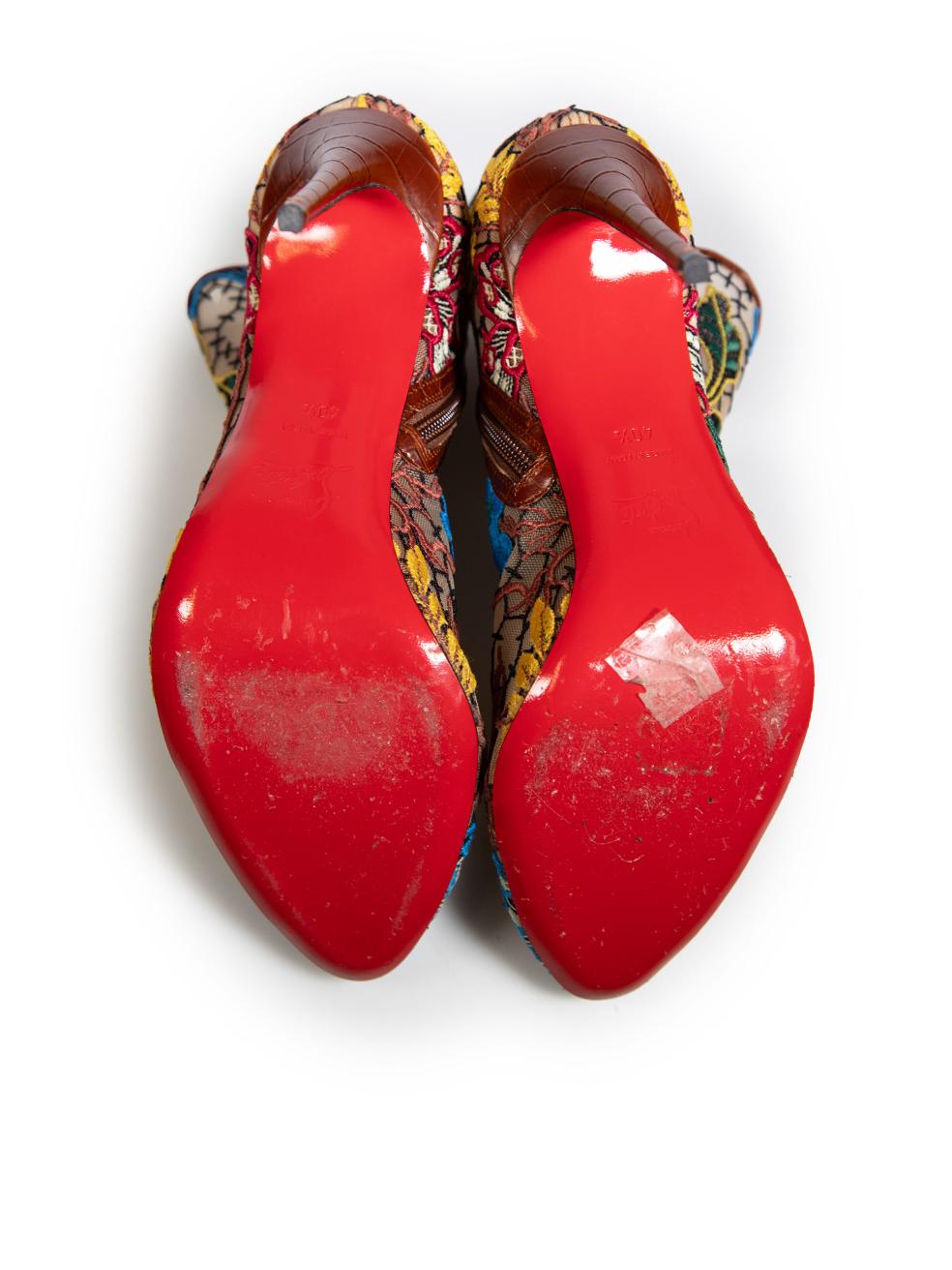 Christian Louboutin Floral Croc Embossed Boots Size IT 40.5 In Good Condition In London, GB