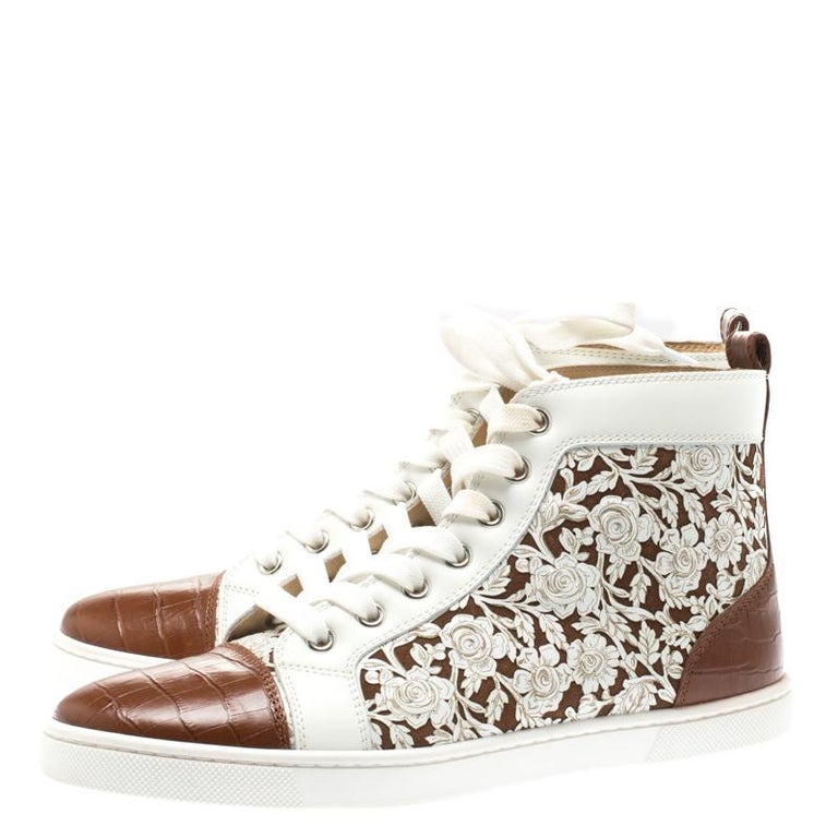 Christian Louboutin Floral Laser Cut Leather Bip Bip High Top Sneakers ...