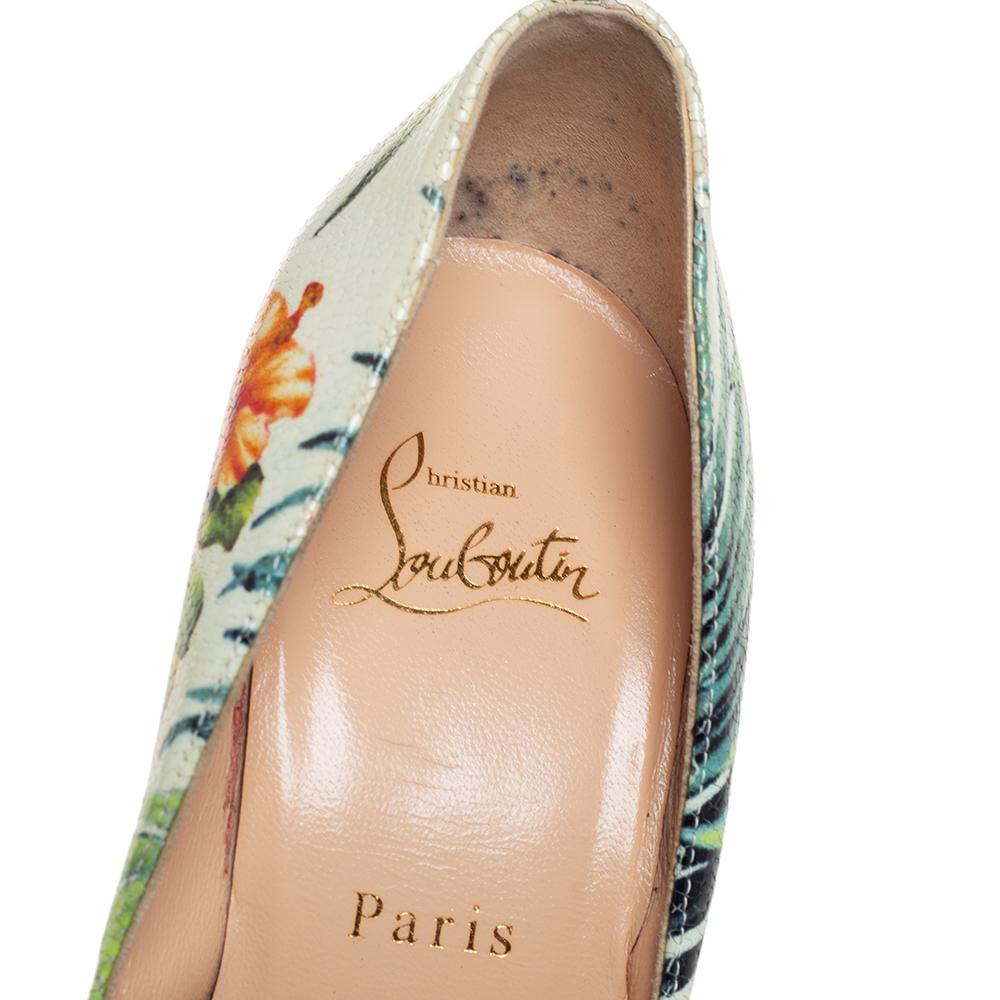 Christian Louboutin Floral Pigalle Follies Pointed Toe Pumps Size 37.5 In Good Condition In Dubai, Al Qouz 2