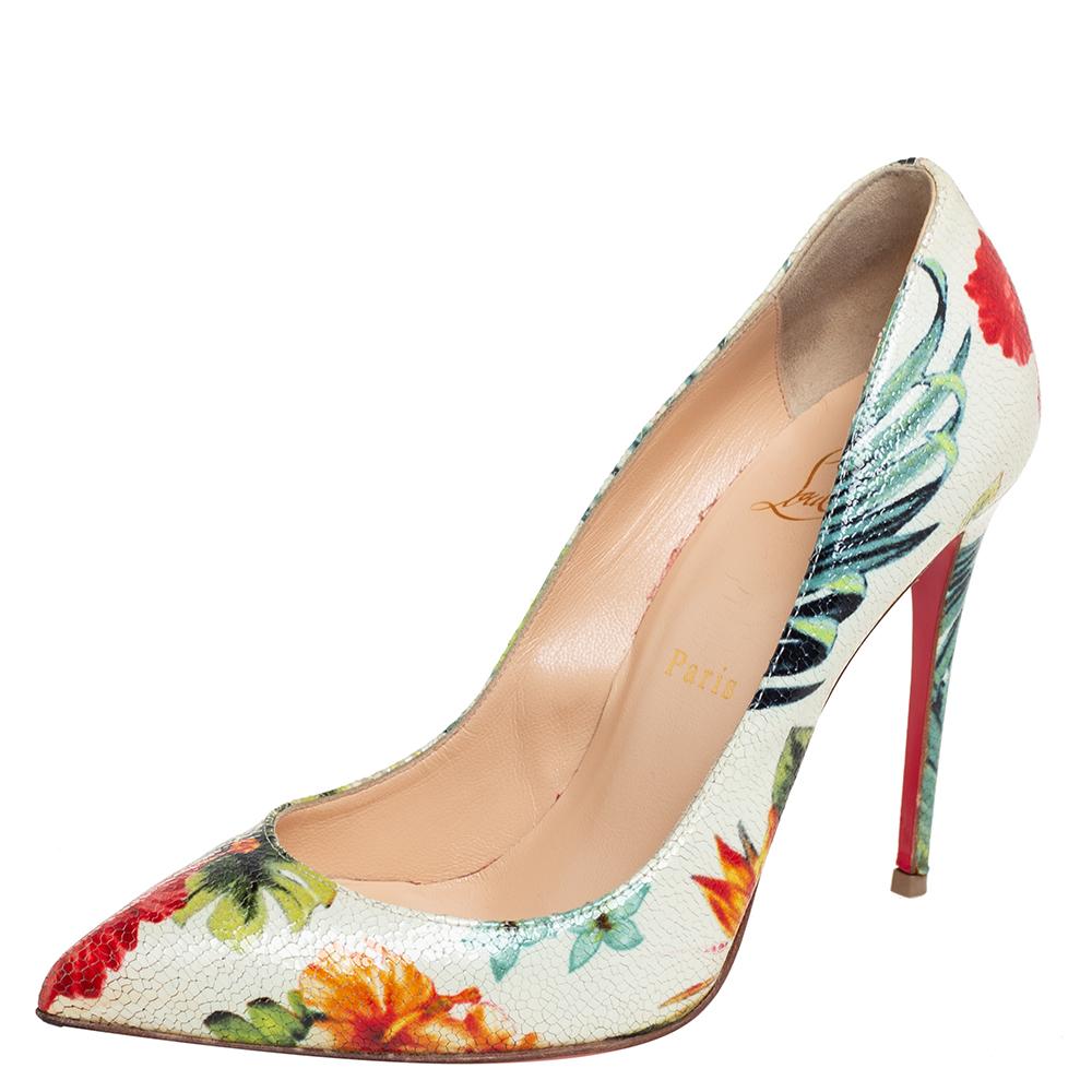 Christian Louboutin Floral Pigalle Follies Pointed Toe Pumps Size 37.5