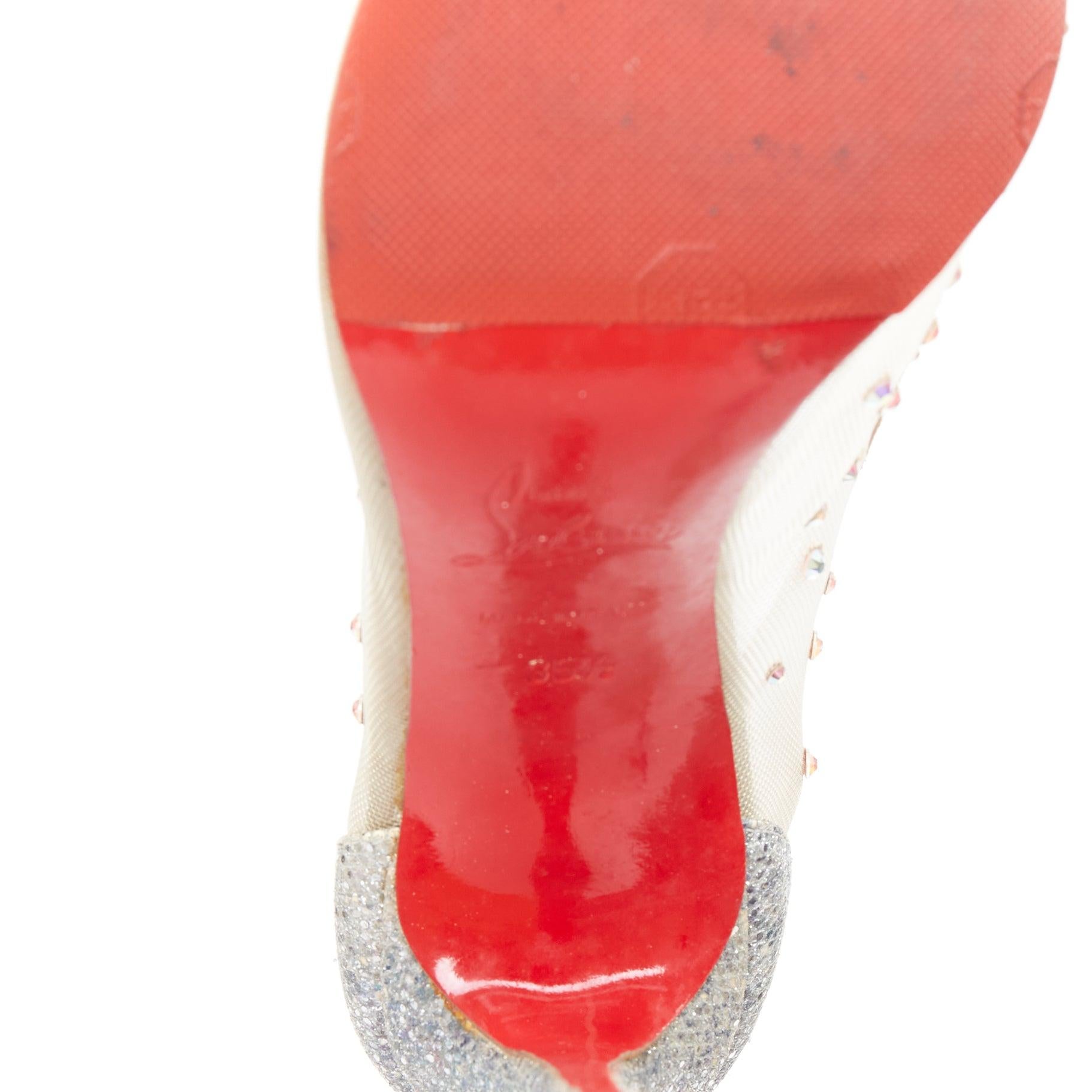 CHRISTIAN LOUBOUTIN Follies 100, escarpin de mariage en maille transparente et strass argentés EU35.5 en vente 5