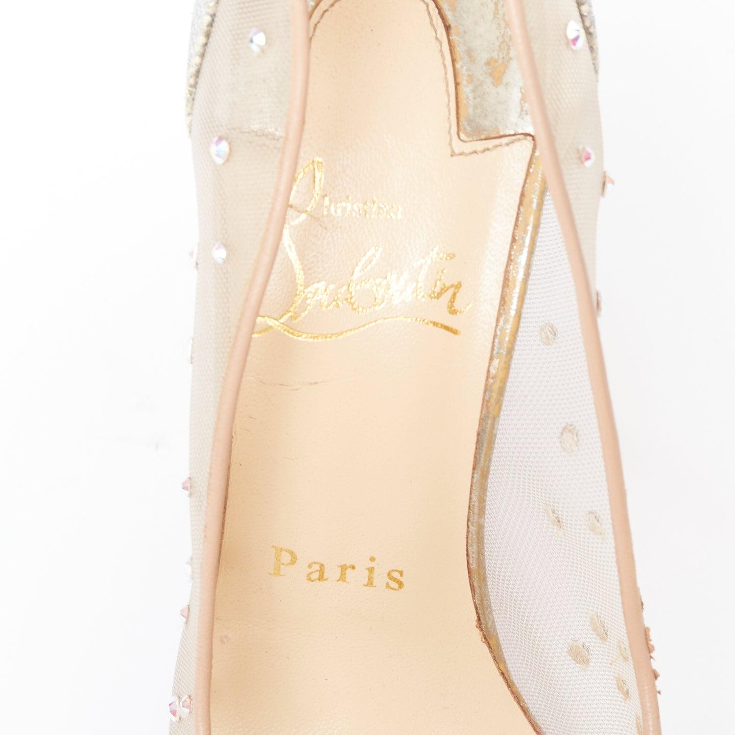 CHRISTIAN LOUBOUTIN Follies 100, escarpin de mariage en maille transparente et strass argentés EU35.5 en vente 4