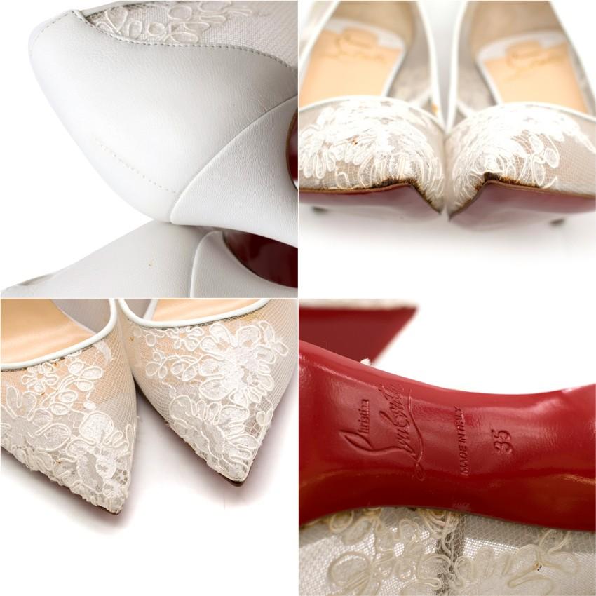 Christian Louboutin Follies Lace 100mm White Pumps US 5 2