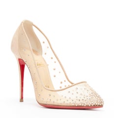 CHRISTIAN LOUBOUTIN Follies Mesh Strass 100 nude crystal gradient pigalle EU36.5