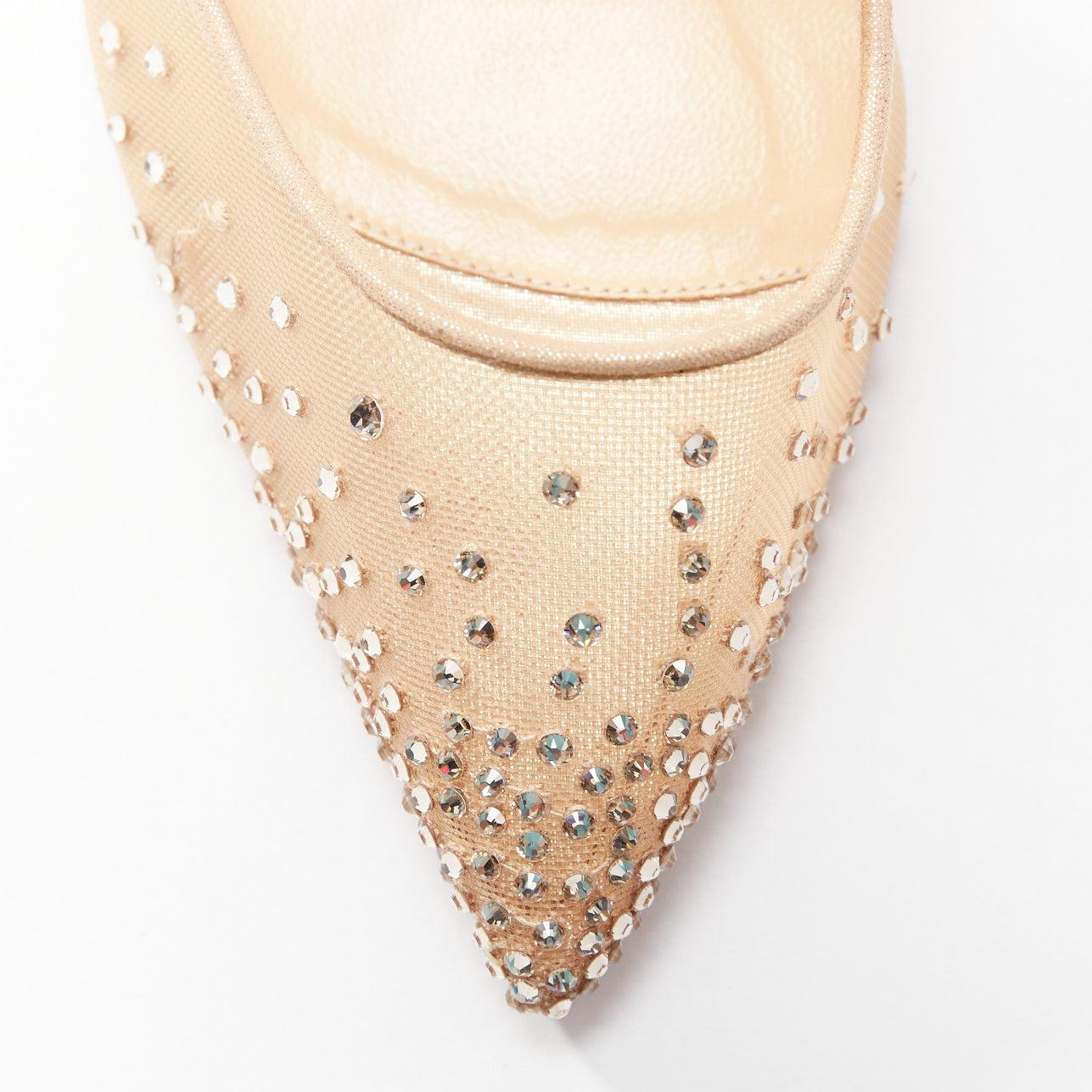 CHRISTIAN LOUBOUTIN Follies Mesh Strass 100 nude crystal gradient pigalle EU36.5 For Sale 2