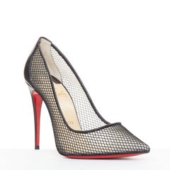 CHRISTIAN LOUBOUTIN Follies Resille 100 Fishnet Pailette pointy pumps EU37.5