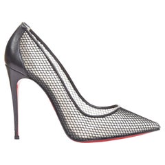 CHRISTIAN LOUBOUTIN Follies Resille 100 Fishnet Pailette pointy pumps EU37.5