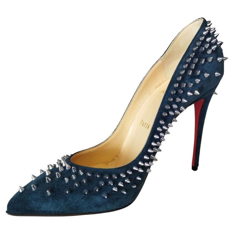 CHRISTIAN LOUBOUTIN Size 10 Black Gold Leather Louis All Over Spikes  Sneakers at 1stDibs