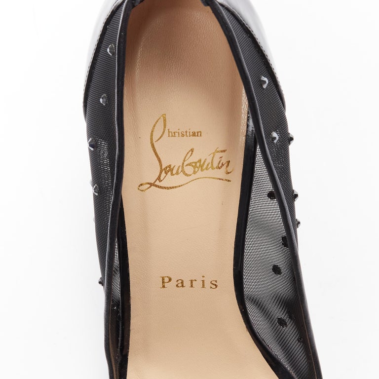 CHRISTIAN LOUBOUTIN Follies Strass 100 black crystal sheer mesh