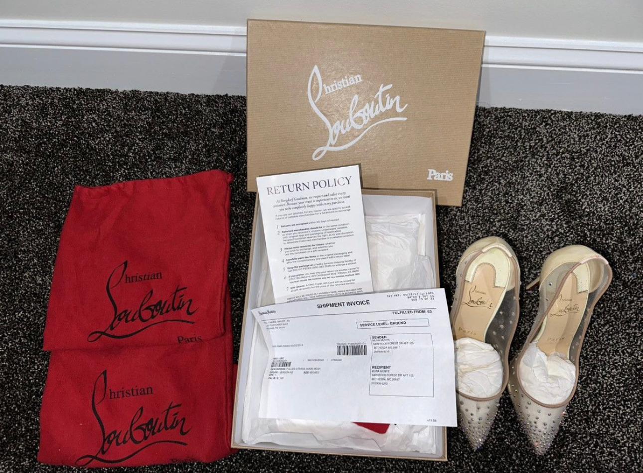 Christian Louboutin Follies Strass 100 Rete/Patent Nude Heel For Sale 6