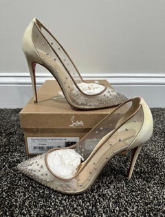 Christian Louboutin Follies Strass 100 Rete/Patent Nude Heel