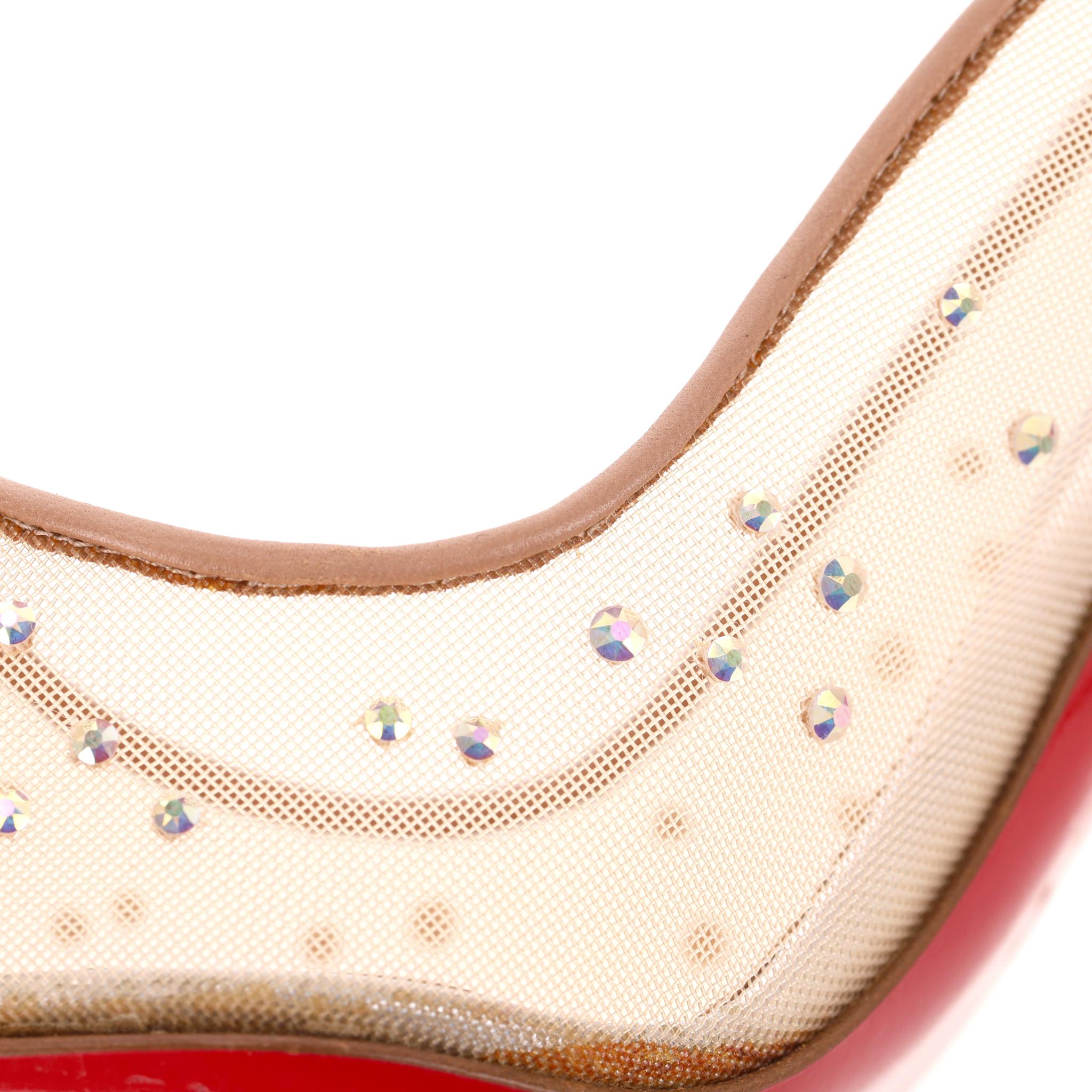 Christian Louboutin Follies Pumps con strass e cristalli in rete in vendita 6