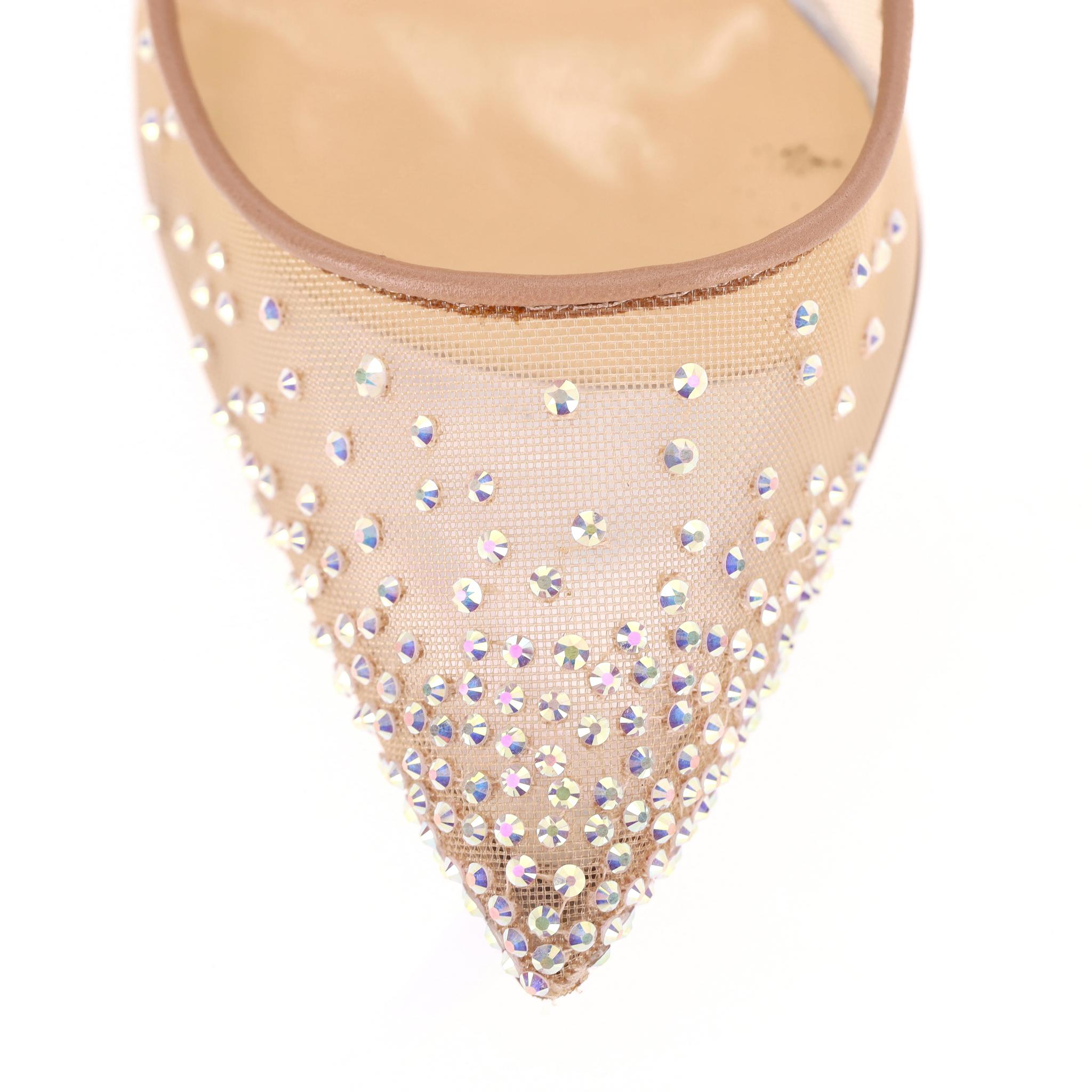 Christian Louboutin Follies Pumps con strass e cristalli in rete in vendita 2