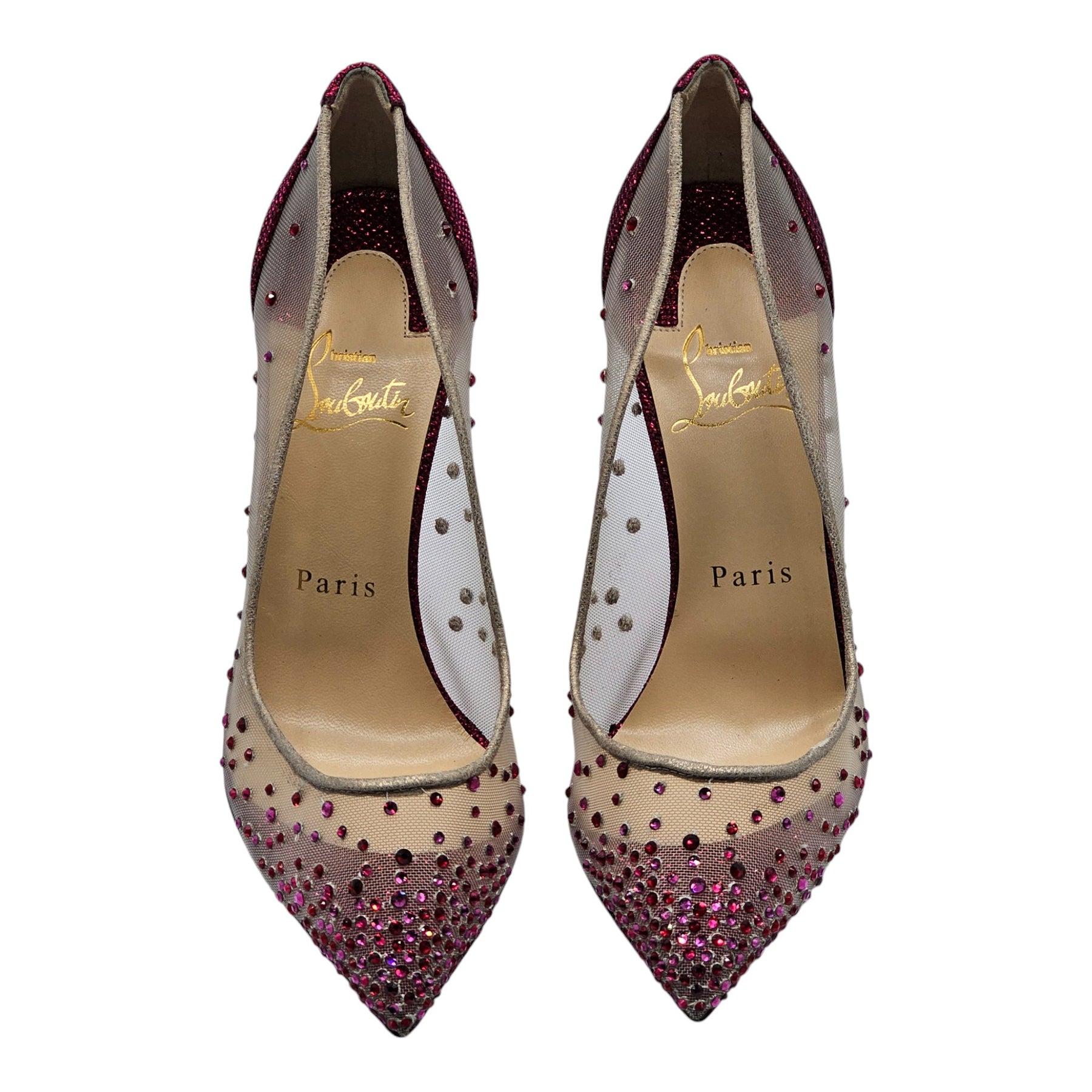 Christian Louboutin Follies Strass Crystal Pumps Mesh and Leather in Nude.

Additional information:
Material: Mesh upper with crystals
Leather insole and outsole
Color: Beige
Size: 5.5 US (35.5 EU)
Country: Italy
Dimension: Heel height 100mm. (4