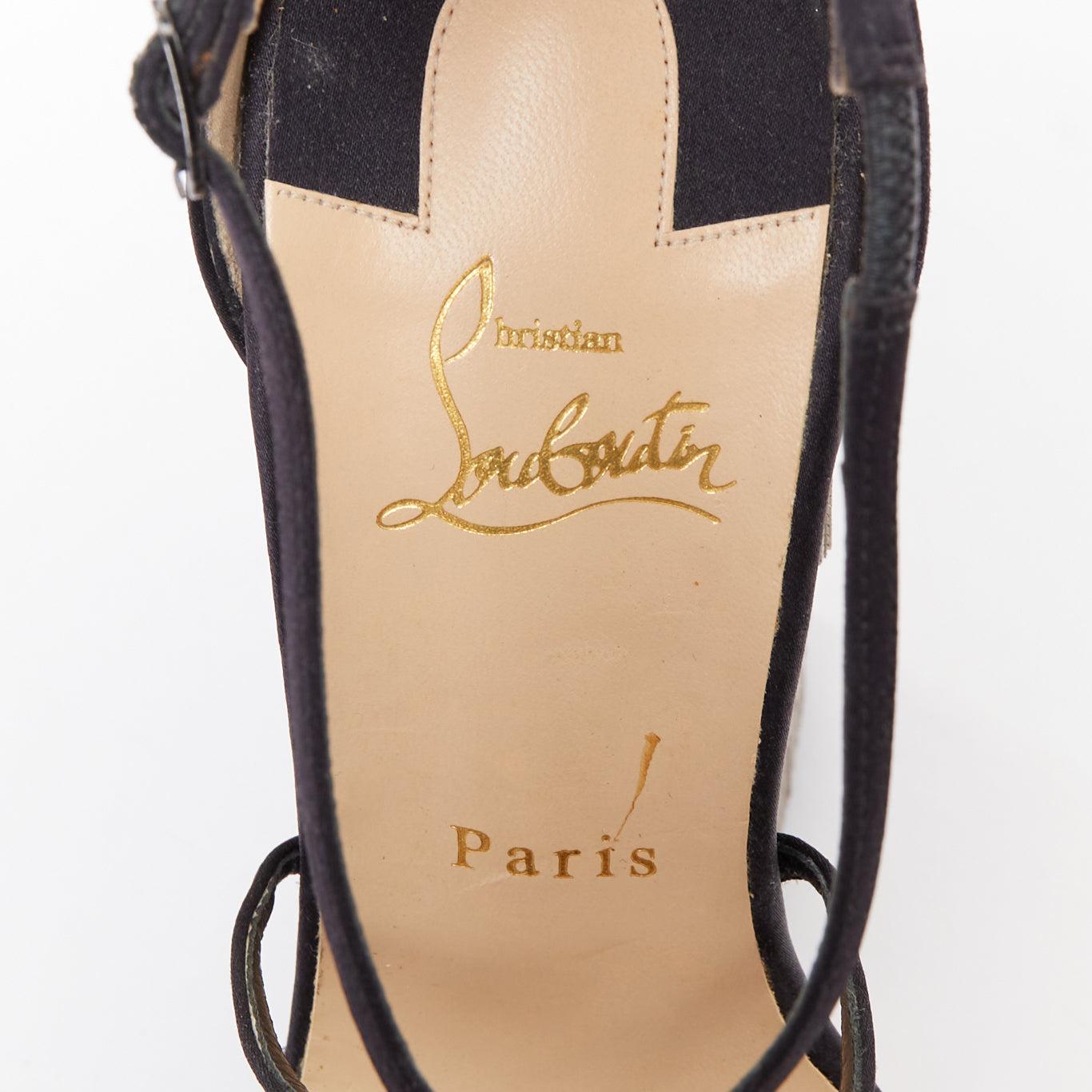 CHRISTIAN LOUBOUTIN Foxtrottissima 160 chain fringe satin platform wedges EU38 For Sale 4