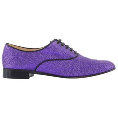 CHRISTIAN LOUBOUTIN Fred Flat purple glitter leather lace derby flat shoe EU36.5