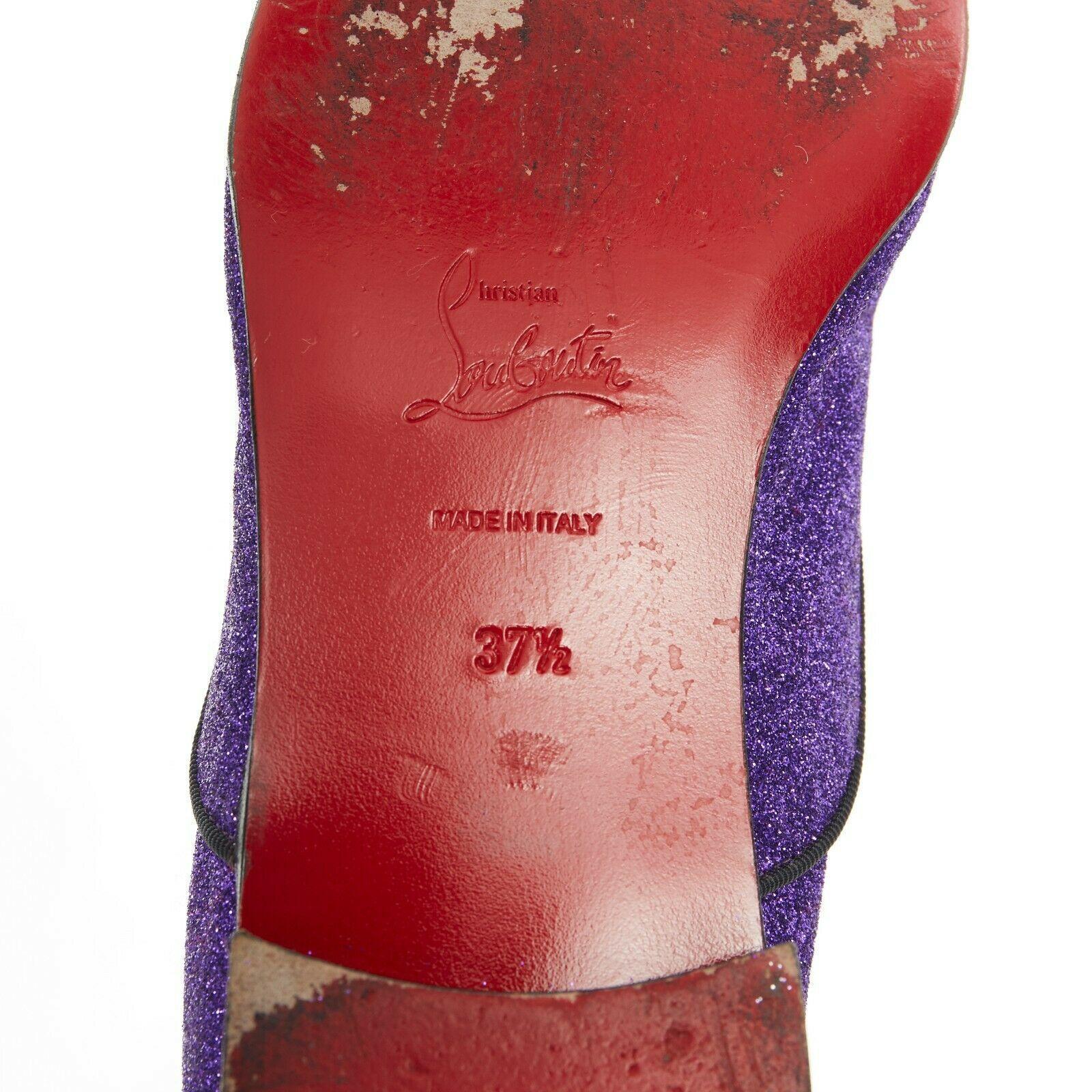 CHRISTIAN LOUBOUTIN Fred Flat purple glitter leather lace derby flat shoe EU37.5 6